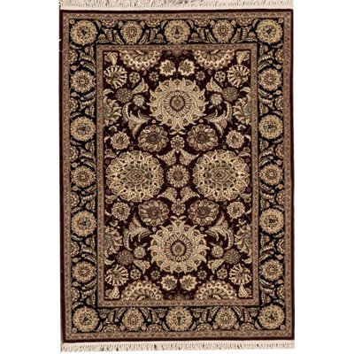 Tapis rouge et noir noué à la main de haute qualité