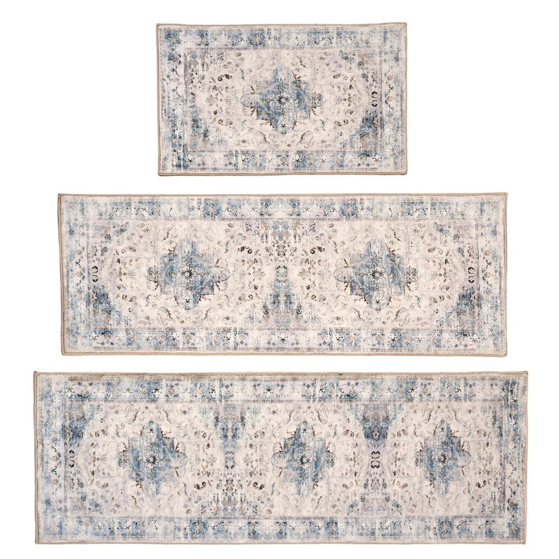 Ensemble de tapis de cuisine antidérapant Boho, 3 pièces (jaune)