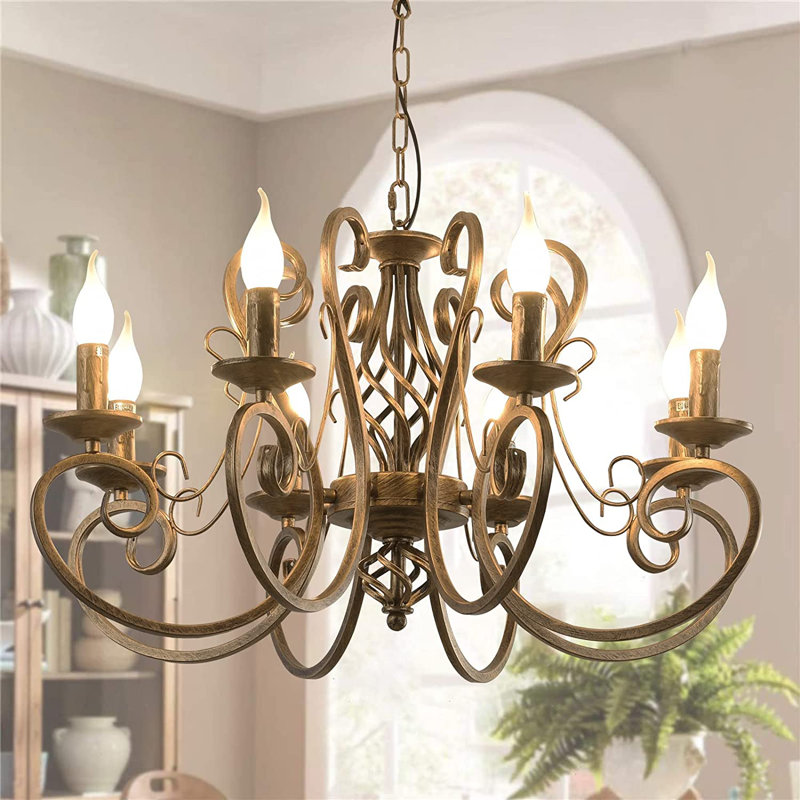 Dirksen French Country Chandeliers,8 Lights Kitchen Island Candle Iron Chandelier,industrial Vintage Pendant Light Fixture For Farmhouse,dining Room,bedroom,foyer