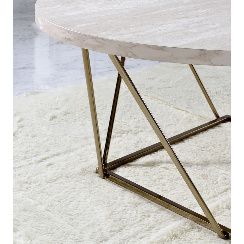 Rowyn - 3 Piece Table Set, Faux Marble Paper Top - White