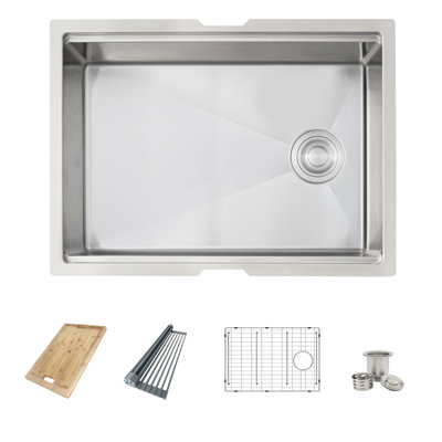 AZUNI Avanti Undermount 25 inch Stainless Steel Single Bowl Kitchen Sink
