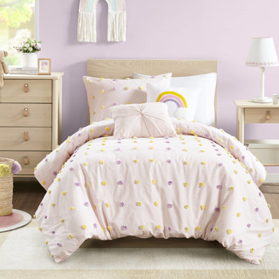 4Pcs Cotton Comforter With Pink Filling, - , Machine Washable Comfort