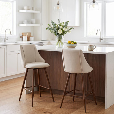 Culloden 26" Upholstered Swivel Counter Stools with Footrest