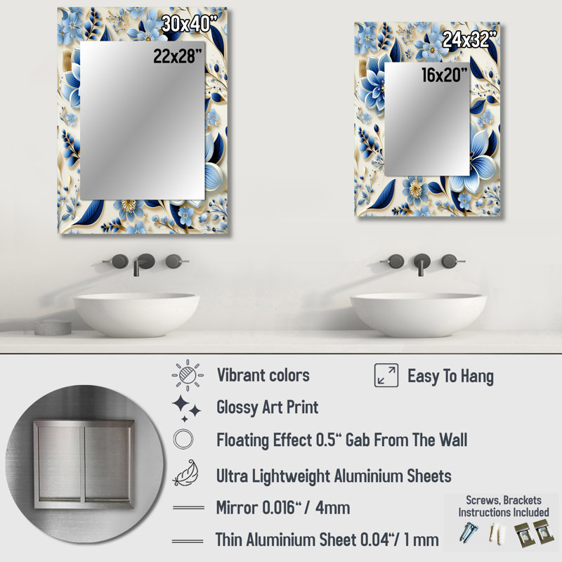 Garabet Scandinavian Simplicity Paisley Pattern - Paisley  Decorative Mirror, Paisley, Floral Large Wall Mirror, Printed Metal Art