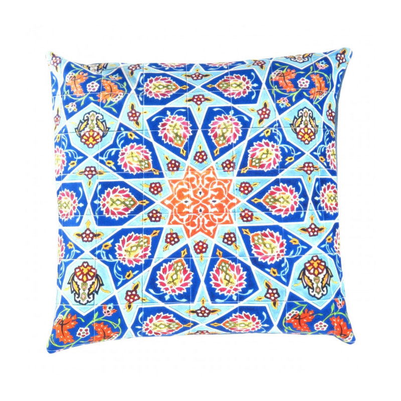 Throw Square Pillow Cover & Insert, Malibu/Navy Blue/Flush Orange Floral