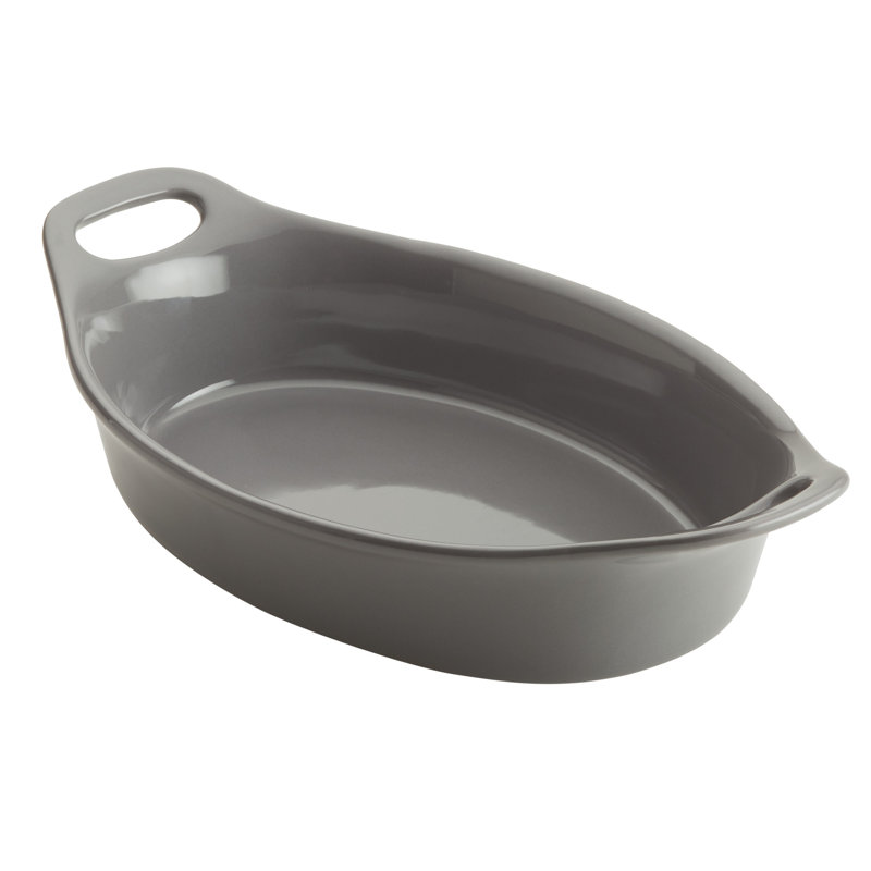 Gray Ceramic 1.5-Quart Oval Baker Dish