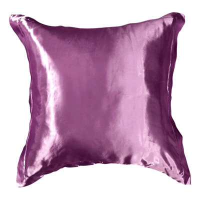 Purple Satin Euro Sham with Flanged Edges