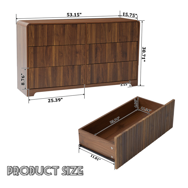 Commode double 6 tiroirs Servidio, Brun
