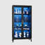 Vitrine moderne en verre, vitrine à 4 niveaux, détecteur de corps humain, portes en verre - vitrine pour objets de collection, jouets, livres - rangement en coin - couleur noire