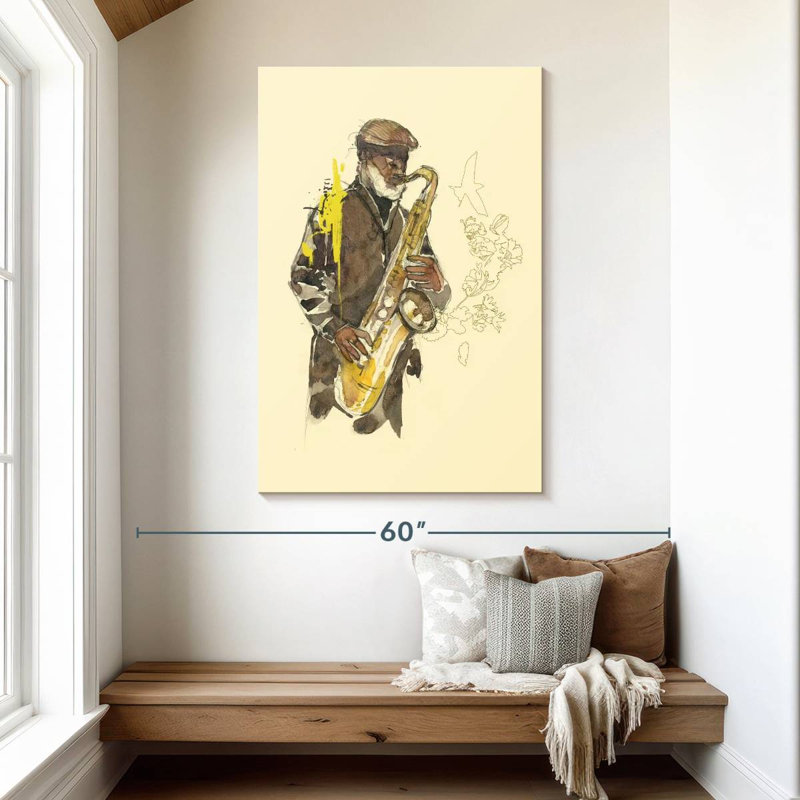 Abarca Floral Saxophone Player, 48" H x 32" W