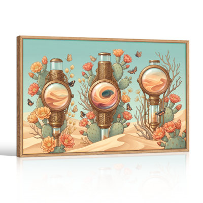 Ensemble de 1 tableau sur toile représentant des cactus du désert