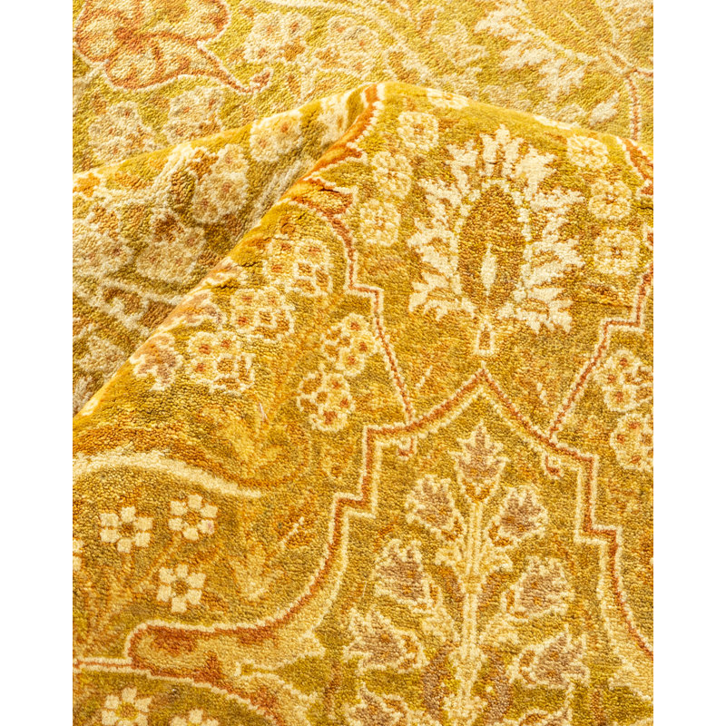 Tapis ivoire traditionnel noué à la main de conception unique 8 pi 1 po x 13 pi 8 po Keenan