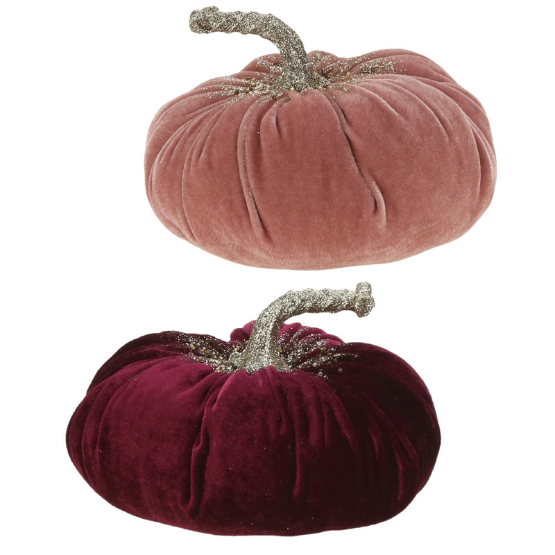 Velvet Pumpkin Decorative Accent, Burgundy