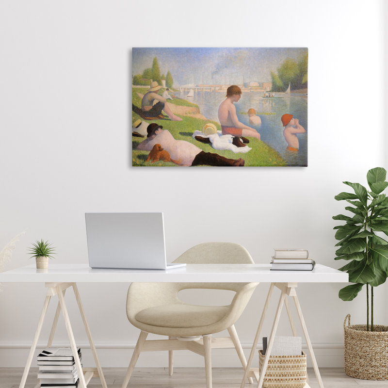 Après-midi baigneurs, toile par George Seurat, H 20 po x l 30 po
