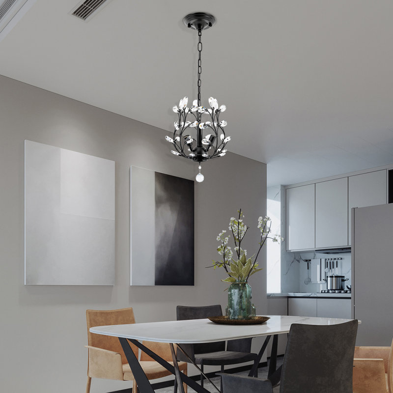 3-Light Crystal Chandelier Adjustable Height