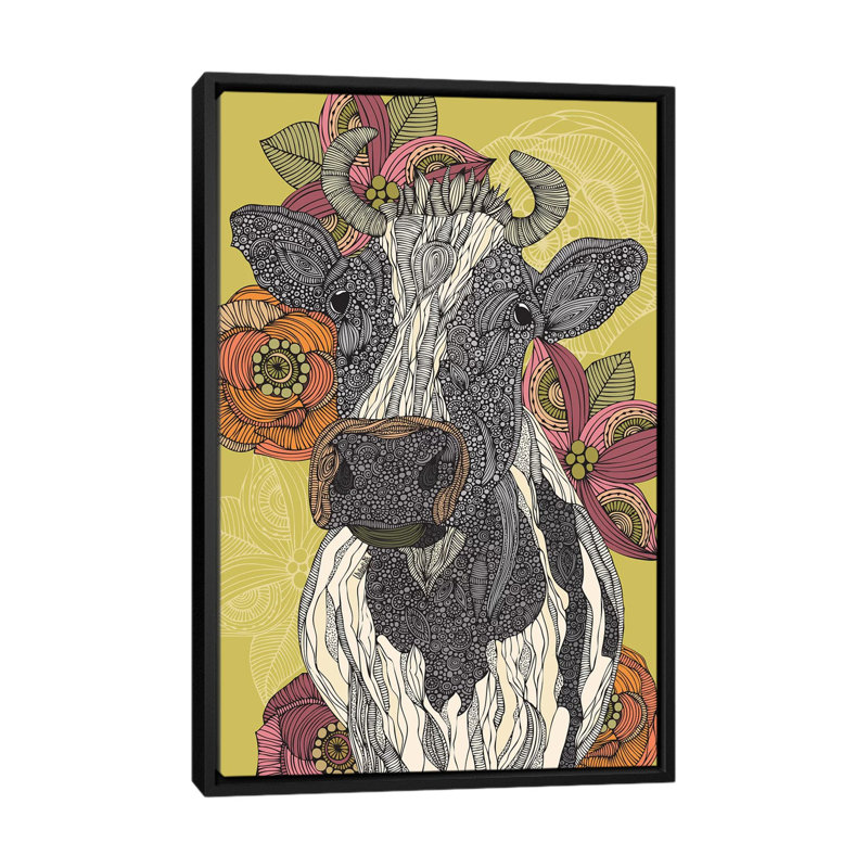 «The Cow», impression sur toile tendue, H 26 po x l 18 po x P 1,5 po, Toile encadrée noire, Pas de tapis