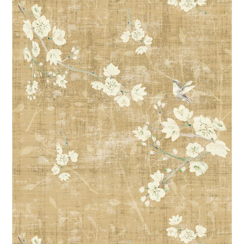 Chinoiserie Animal Print Metallic Wallpaper Roll, Gold