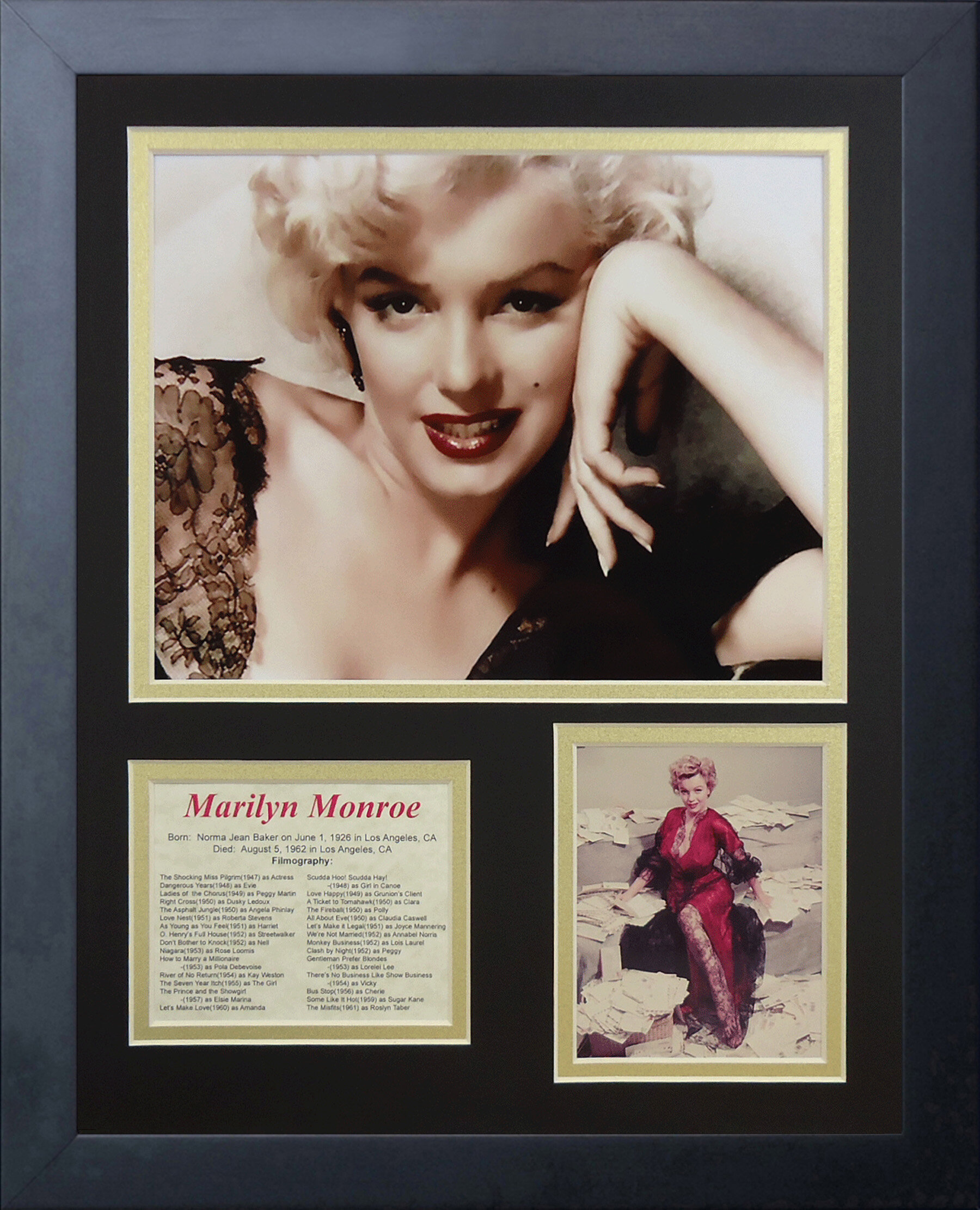 House of Hampton® Marilyn Monroe Black Lace Framed Memorabili | Wayfair