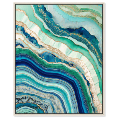 Blue Green Abstract Agate II Canvas Teal Abstract Art by 