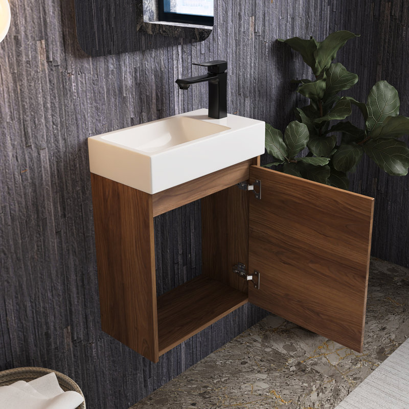 Ensemble de meuble-lavabo mural simple 18 po avec plateau Reyce