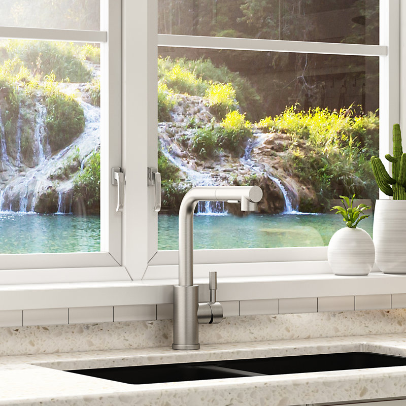 Pull Down Spray Single Lever Kitchen Tap, Brushed Nickel
