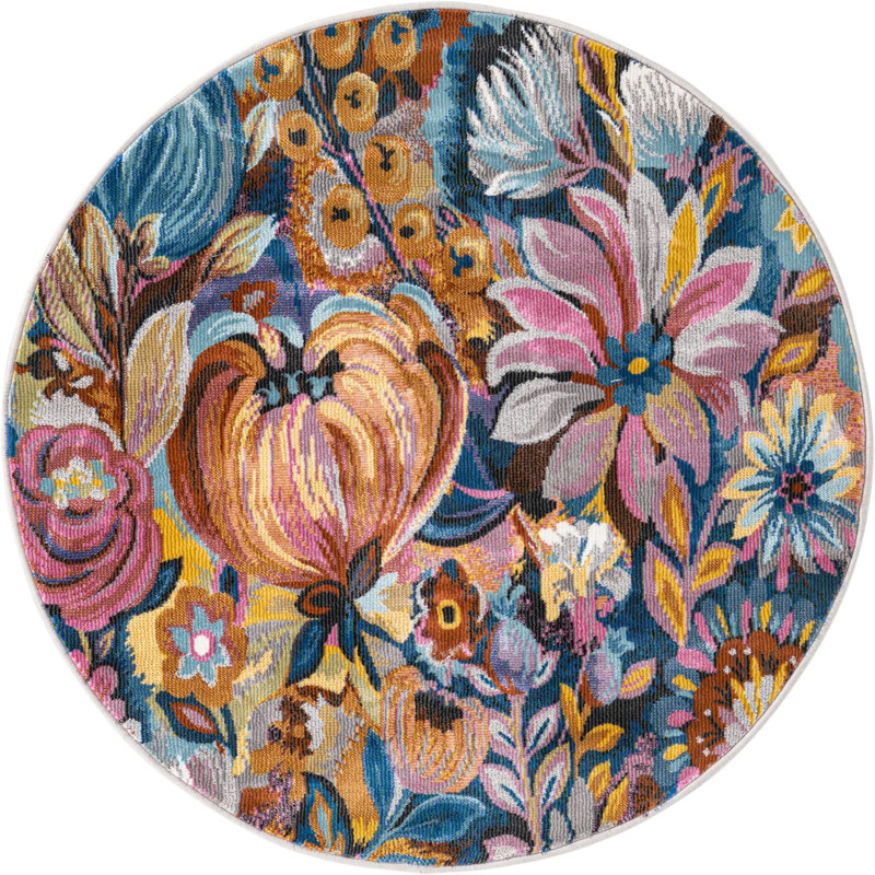 Floral Indoor Rug, Round 3'3"