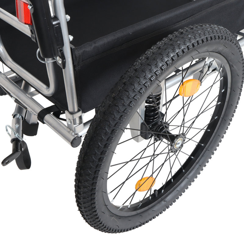 3-in-1 Heavy-duty Bike Cargo Trailer, E-bike Compatible Steel Frame, Convertible Stroller & Pull Cart With Suspension, Lockable Front Wheel & Parking Brake, Collapsible With Accessories For Beach Camping Gear