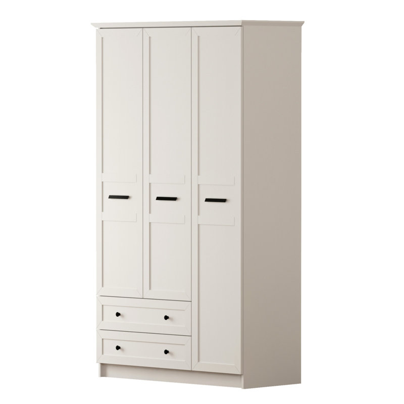 Sandborn 3 Door Manufactured Wood Wardrobe, 184cm H x 105cm W x 52cm D