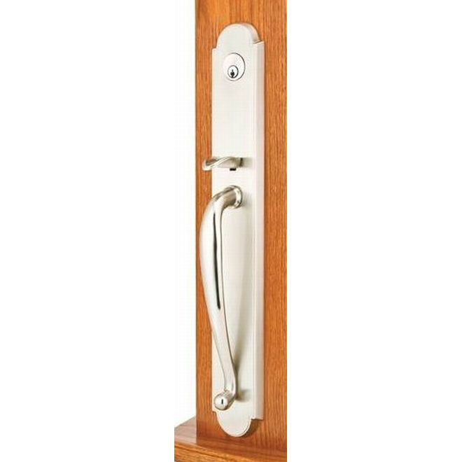 Entretoise tubulaire double cylindre Emtek Wilmington, Nickel satiné, Levier Hermès, Gaucher