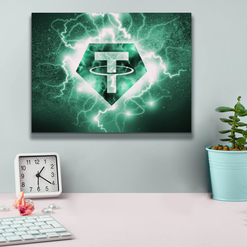 «Crypto Eclipse Tether Usdt» par Epic Portfolio, art mural sur toile, H 12 po x l 16 po x P 0,75 po