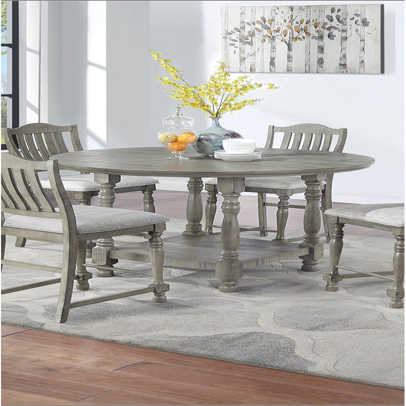 Table de salle à manger ronde gris clair clair 1pc Table Only