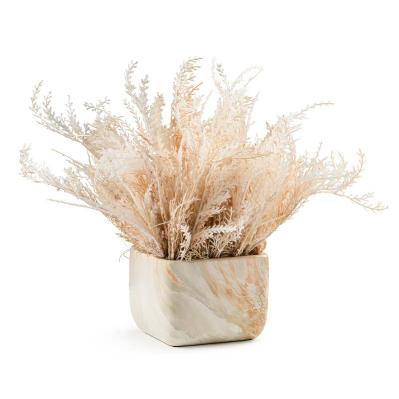 Whispy Pampas in Marble Pot
