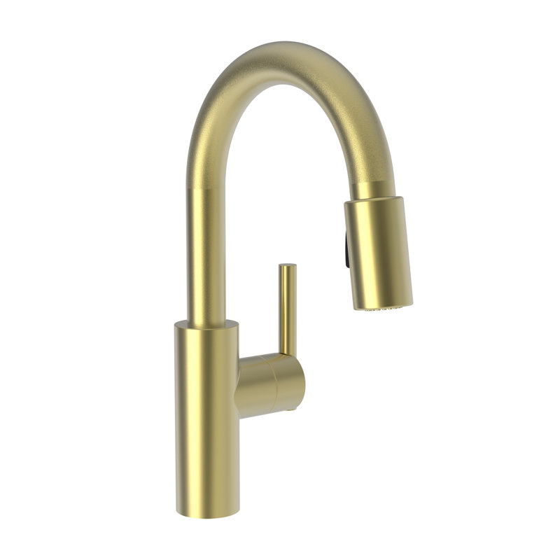 East Linear Single Handle Pull Down Bar Faucet, Satin Brass (PVD)
