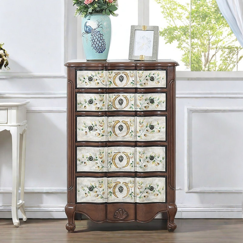 5-Drawer Hand-Painted Entryway Accent Chest