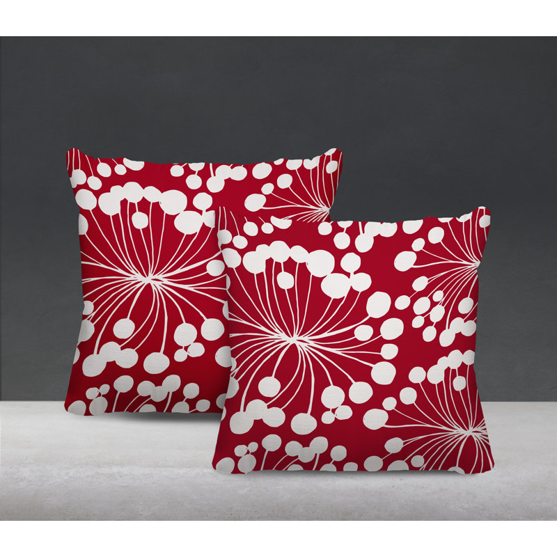 Housse et insert de coussin décoratif intérieur / extérieur en mélange de polyester, L 19 po x H 19 po, Rouge
