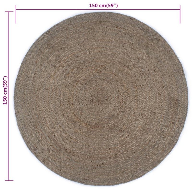 Round Solid Colour Hand Woven Area Rug, Round 150cm
