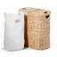 Sustainable Handwoven Double Lidded Oval Hamper Sorter, Water Hyacinth