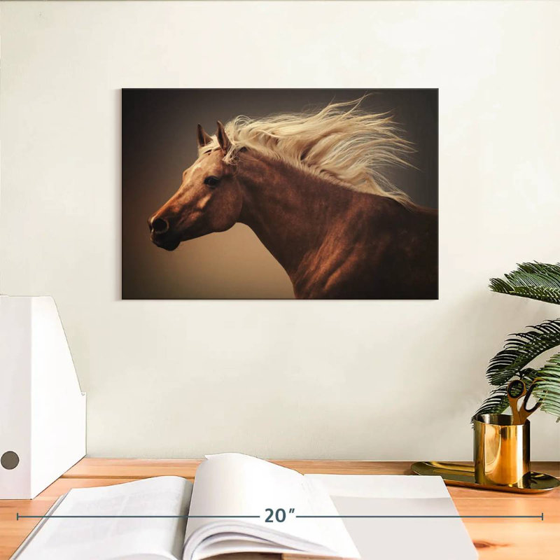 Cheval blond châtaignier, H 8 po x l 12 po