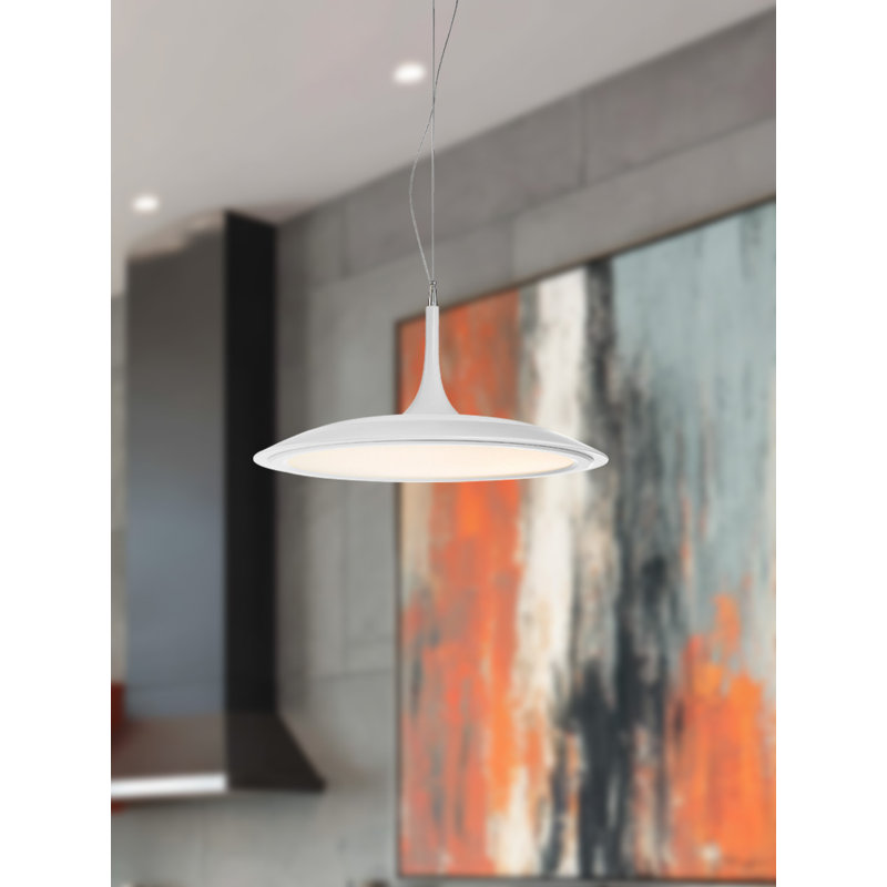 Luminaire suspendu en forme de dôme à 1 lumière unique Ricky, Blanc mat