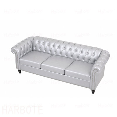 Canapé Chesterfield à accoudoirs roulés 3 places