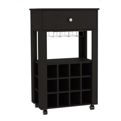 Ambler 1-Drawer 12-Bottle Wine Cabinet Black Wengue