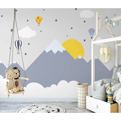 Papier peint amovible Snowy Mountain Clouds And Stars
