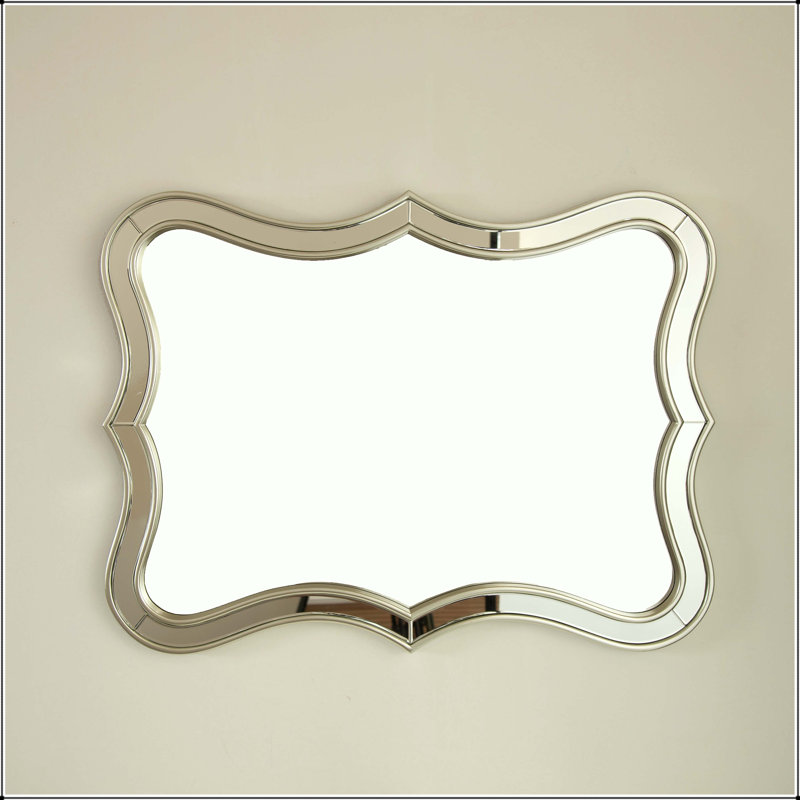 Wave-Shape PU Mirror with Gold Frame in Light Luxury Style