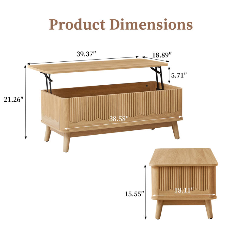 Table basse à plateau relevable, Yellow-1