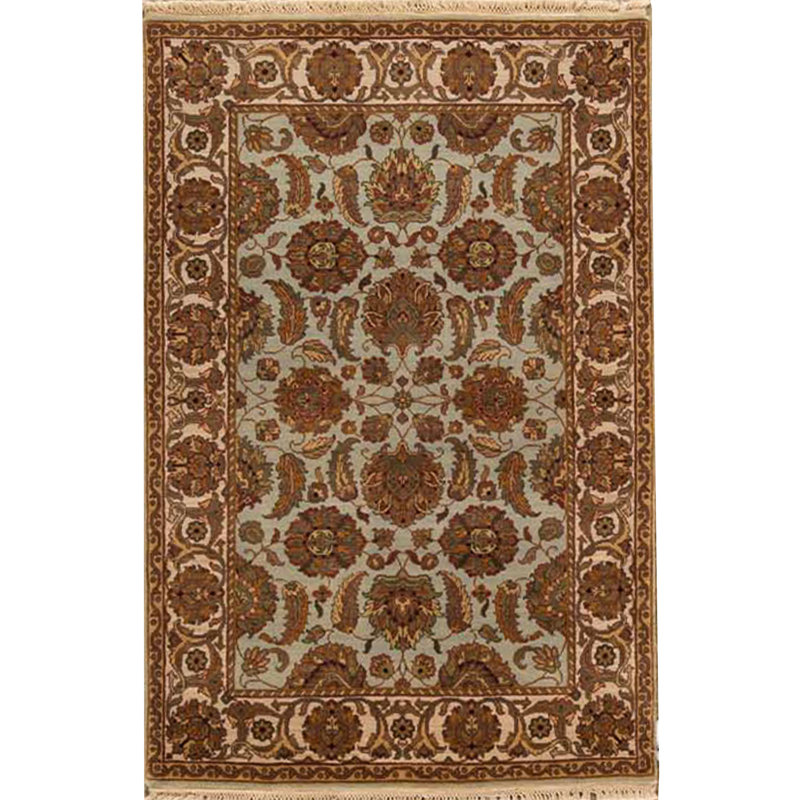Tapis bleu et ivoire de haute qualité noué à la main Trinity