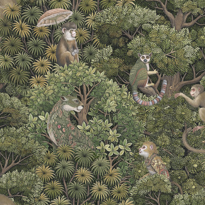 Graham & Brown Treetop Troop Damson Wallpaper