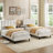 Twin Size Bed Frame, Velvet Upholstered Platform Bed with Vertical Channel Tufted Headboard,  Mattress Foundation with Strong Wood Slat, No Box Spring Needed, Easy Assembly, White-1557283952-1557283966