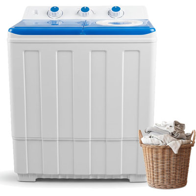 Machine à laver portative à cuve simple - laveuse compacte 14 lb (9,5 lb) et sécheuse rotative (4,5 lb) avec pompe de vidange - machine à laver semi-automatique pour appartements, dortoirs, véhicules récréatifs, camping - gris