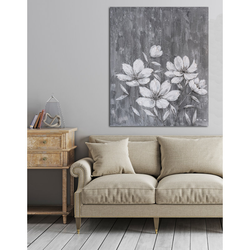 Fleurs - peinture sur toile tendue, H 36 po x l 48 po x P 1,5 po