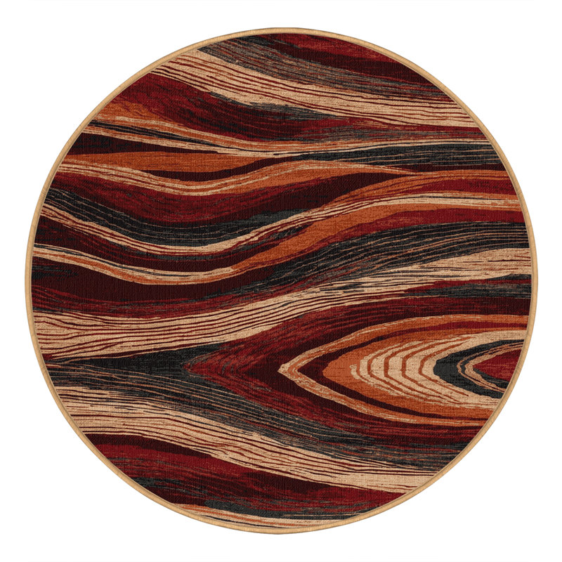 Tapis brun lavable à la machine, Rond 8 pi